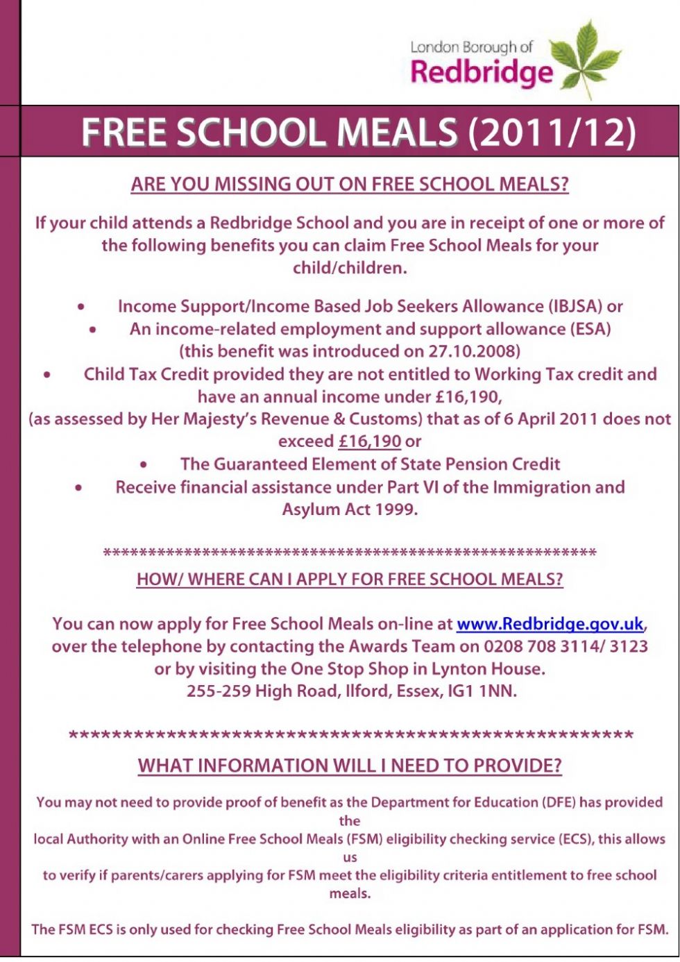  Free School Meals